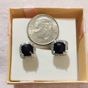 Elegant Black and Silver Tone Stud Earrings